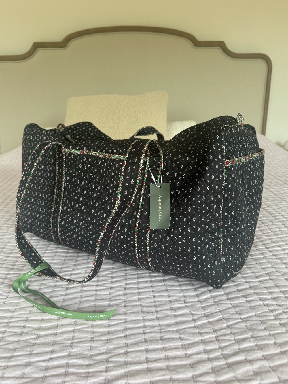 Vera Bradley Quilted Black Patterned Travel Duffel Bag